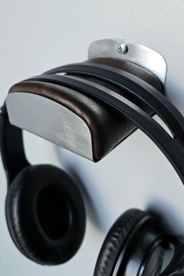 Leather & Steel Headphone Holder Wall Mount