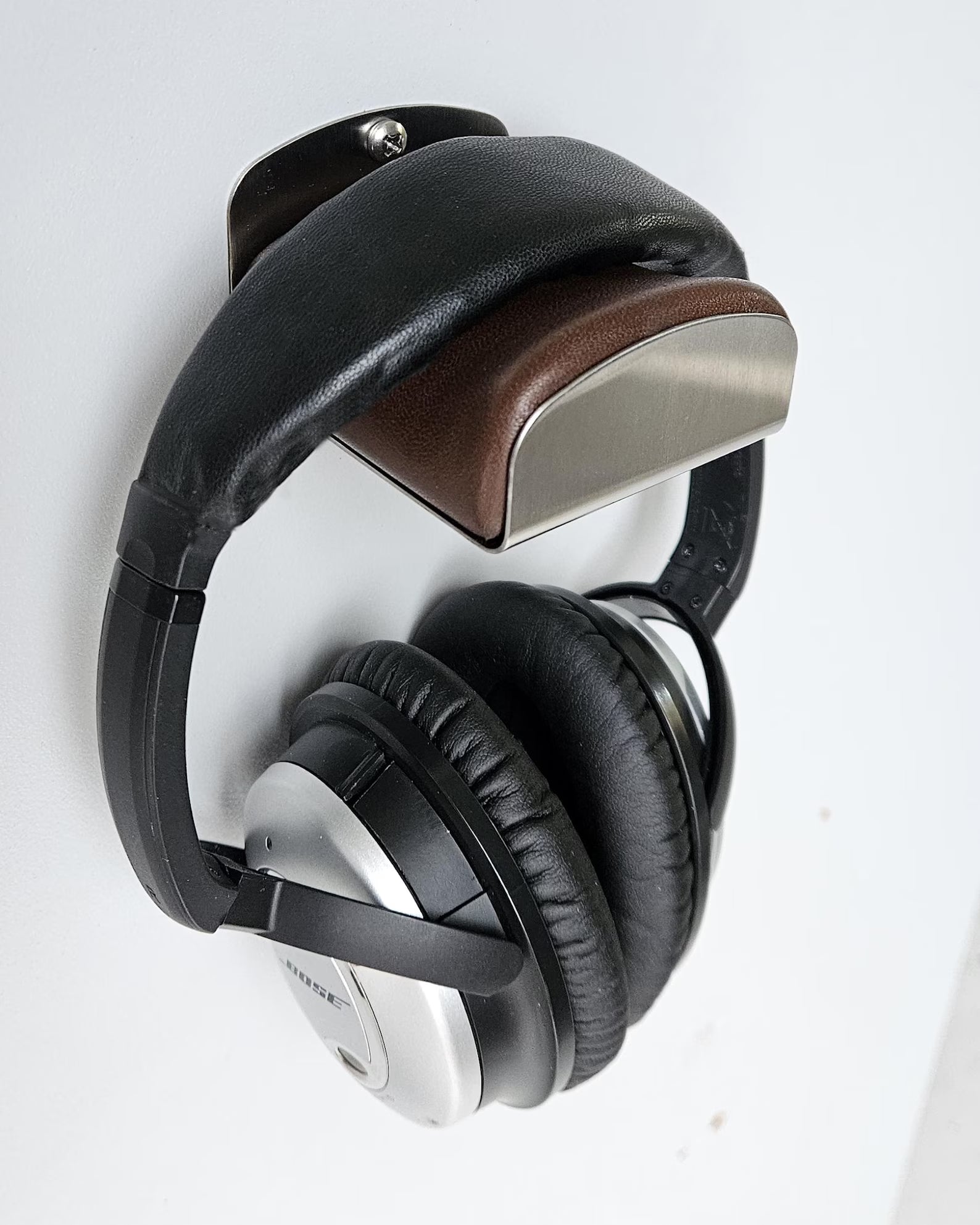 Leather & Steel Headphone Holder Wall Mount