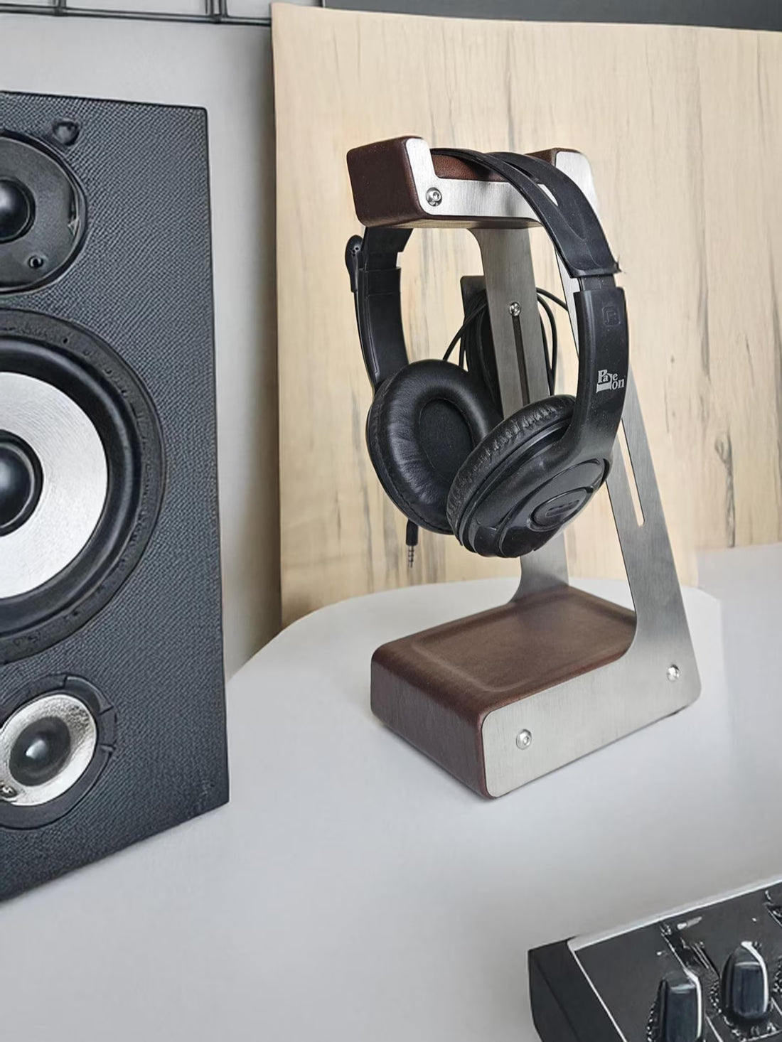 Personalized Leather & Steel Headphone Stand