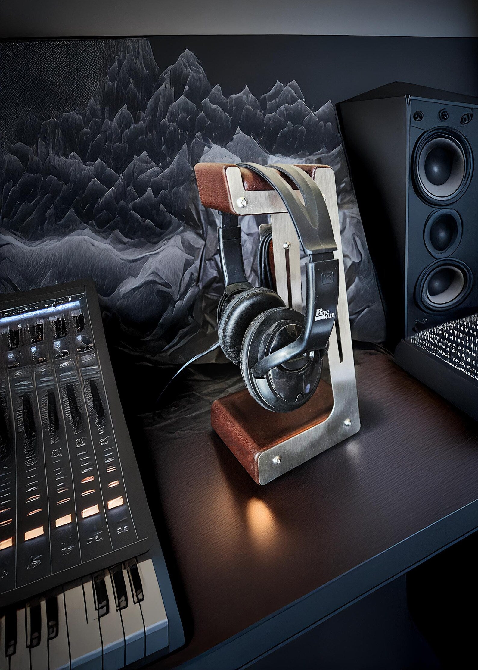 Personalized Leather & Steel Headphone Stand